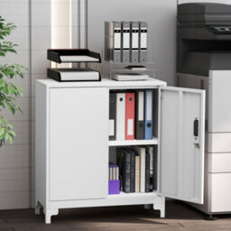 Homcom Lockable Metal Filing Cabinet, 2-Tier Storage Cupboard, White - thumbnail 8