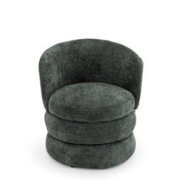 Accent Swivel Chair In Green Textured Chenille - thumbnail 2