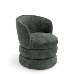 Accent Swivel Chair In Green Textured Chenille - thumbnail 4