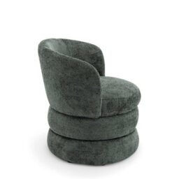 Accent Swivel Chair In Green Textured Chenille - thumbnail 5