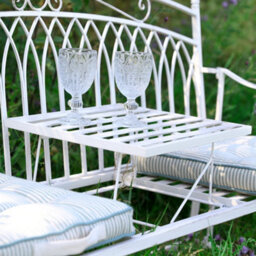 Dibor Vintage Large Cream Arched Outdoor Garden Furniture Companion Seat Garden Bench  With Free Set Of 2 Grey Box Cushions - thumbnail 3