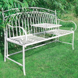 Dibor Vintage Large Cream Arched Outdoor Garden Furniture Companion Seat Garden Bench  With Free Set Of 2 Grey Box Cushions - thumbnail 2
