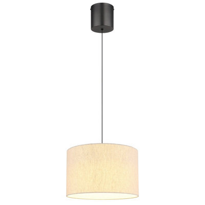 Luminosa Lighting Luminosa Thea Cylindrical Pendant Ceiling Light Matt Gunmetal, Linen Cream Shade, Led 3000K - image 1