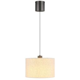 Luminosa Lighting Luminosa Thea Cylindrical Pendant Ceiling Light Matt Gunmetal, Linen Cream Shade, Led 3000K - thumbnail 5
