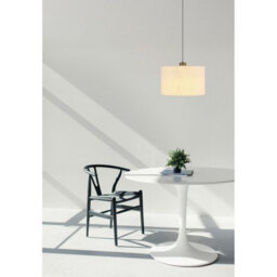 Luminosa Lighting Luminosa Thea Cylindrical Pendant Ceiling Light Matt Gunmetal, Linen Cream Shade, Led 3000K - thumbnail 2