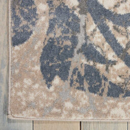 Blue Luxurious Modern Floral Easy To Clean Rug For Bedroom & Living Room-117Cm X 178Cm - thumbnail 3