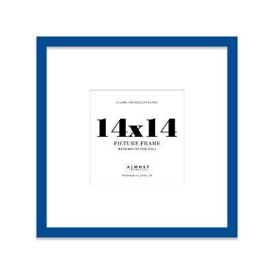 "14X14"" Blue Picture Frame - 14X14"" Square Frame With 11X11"" Mount For 14X14""/11X11"" Pictures Art Deco Style Room Decor, 1 Pack" - image 1