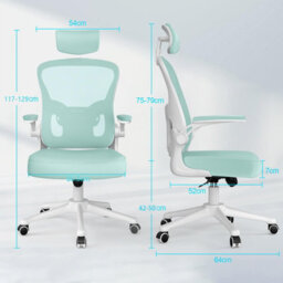 Onemill Office Desk Chair With Flip-Up Armrest, Adjustable Headrest And Lumbar Support Or Home And Office-Green - thumbnail 3
