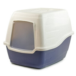 Kct Hooded Cat Loo Litter Tray Large Blue Box For Kitten Enclosed Toilet With Hood Lid Scoop Cover Mess-Free Covered Plastic Deep - thumbnail 1