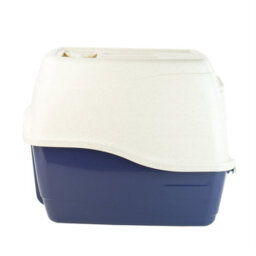 Kct Hooded Cat Loo Litter Tray Large Blue Box For Kitten Enclosed Toilet With Hood Lid Scoop Cover Mess-Free Covered Plastic Deep - thumbnail 3