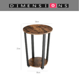 Modcraft Round Industrial Side Table And Rustic Brown & Black Steel Frame For Living Room & Bedroom - thumbnail 4