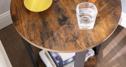 Modcraft Round Industrial Side Table And Rustic Brown & Black Steel Frame For Living Room & Bedroom - thumbnail 3