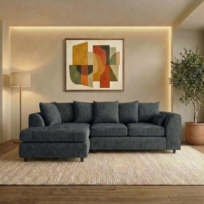 Gamzo Outlet L Shape Sofa Left Hand Facing Beige Firm Seating Couch Strong Wooden Frame Alaska Fabric Corner Sofa - image 1