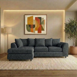 Gamzo Outlet L Shape Sofa Left Hand Facing Beige Firm Seating Couch Strong Wooden Frame Alaska Fabric Corner Sofa - thumbnail 1