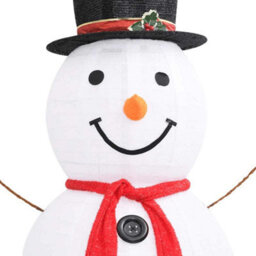 Berkfield Compact Decorative Christmas Snowman Figure Led Luxury Fabric 180Cm - thumbnail 6