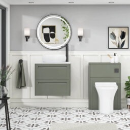 Royal Bathrooms Royal Bathroom Elmore 600mm Matt Green Wall Mounted Countertop Bathroom Vanity Unit 2 Drawer With Milan Basin - thumbnail 5
