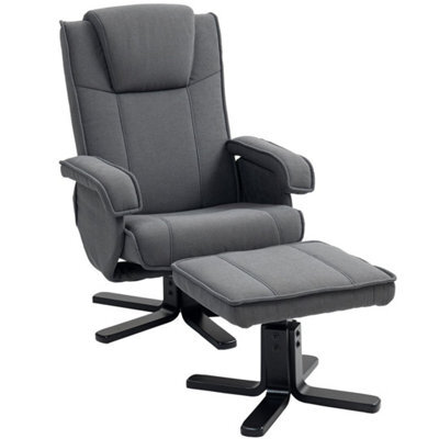 Linen Recliner Armchair With Ottoman, Swivel Recliner Chair - image 1