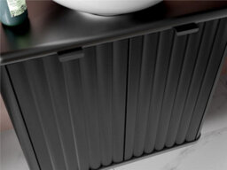 Impact Furniture Wall Hung Bathroom Cabinet Black Vanity Sink Unit 600mm Countertop With Basin Ribbed Fluted Doors Nero - thumbnail 4
