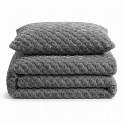 Velosso Charcoal Chunky Popcorn Faux Rabbit Fur Duvet Cover Set Single - thumbnail 2