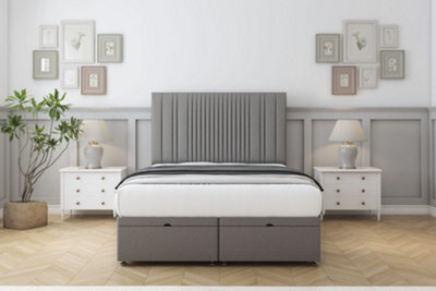 "Sloomy Kingsley Pewter Dumfries Ottoman Bed Base With 26"" Strutted Headboard 5' King" - image 1