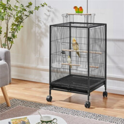 Yaheetech Black Wrought Iron Bird Cage With Rolling Stand - thumbnail 1