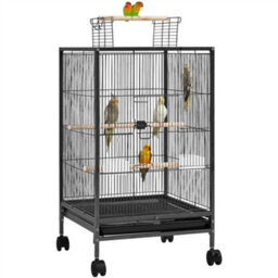 Yaheetech Black Wrought Iron Bird Cage With Rolling Stand - thumbnail 2