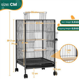 Yaheetech Black Wrought Iron Bird Cage With Rolling Stand - thumbnail 3