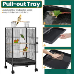 Yaheetech Black Wrought Iron Bird Cage With Rolling Stand - thumbnail 4