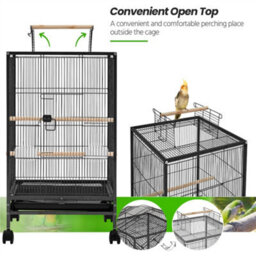 Yaheetech Black Wrought Iron Bird Cage With Rolling Stand - thumbnail 6