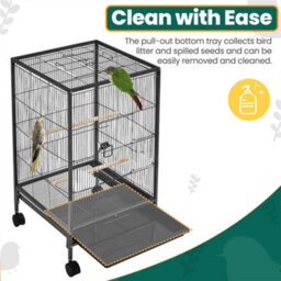 Yaheetech Black Wrought Iron Bird Cage With Rolling Stand - thumbnail 7