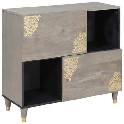 Walplus Sideboard Grey And Gold 80 X 33.5 X 75 Cm Solid Mango Wood - image 1