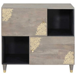 Walplus Sideboard Grey And Gold 80 X 33.5 X 75 Cm Solid Mango Wood - thumbnail 3