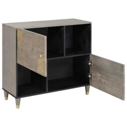 Walplus Sideboard Grey And Gold 80 X 33.5 X 75 Cm Solid Mango Wood - thumbnail 2