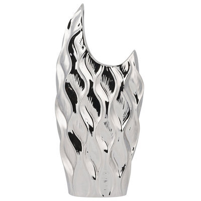 Beliani Decorative Vase Haluza Stoneware 35 Cm Silver - image 1