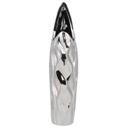 Beliani Decorative Vase Haluza Stoneware 35 Cm Silver - thumbnail 4