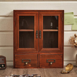 Tabletop Freestanding Cupboard Wooden Storage Drawers Cabinet Display Shelf Unit - thumbnail 4