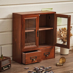 Tabletop Freestanding Cupboard Wooden Storage Drawers Cabinet Display Shelf Unit - thumbnail 5