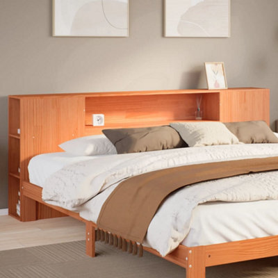 Berkfield Headboard With Storage Wax Brown 200 Cm Solid Wood Pine - image 1