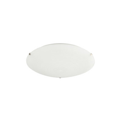 Happy Homewares Frosted White Flush 25Cm Glass Ceiling Light Fitting With Soft Swirl Decoration - image 1