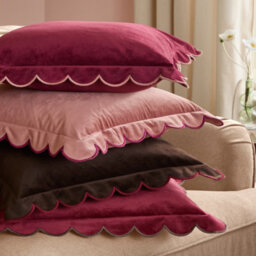 furn. Furn Lil Scallop Velvet Polyester Filled Cushion, Burgundy/slipper, 45 X 45Cm - thumbnail 4