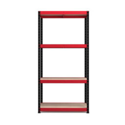 Rb Boss Garage Shelving Unit 4 Shelf Mdf Red & Black Powder Coated Steel (H)1800mm (W)900mm (D)400mm - thumbnail 2