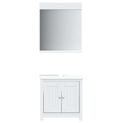 Berkfield Rustic 2 Piece Bathroom Furniture Set Berg White Solid Wood Pine
