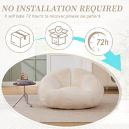 Abrihome Giant Shell-Shaped Bean Bag Sofa For Adults, With High-Rebound Memory Foam & Removable Faux Fur Cover - For Gaming & Reading - thumbnail 4