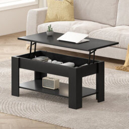 MCC Direct Convertible Coffee Table With Hinged Lift-Top Lid Multi-Functional Storage Table  Black - thumbnail 3