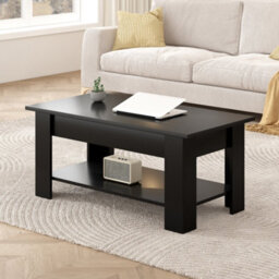 MCC Direct Convertible Coffee Table With Hinged Lift-Top Lid Multi-Functional Storage Table  Black - thumbnail 2