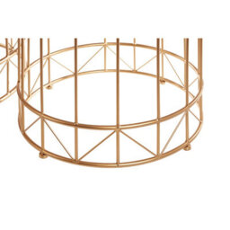 Orsina Geometric Design Set Of 2 Round Side Tables, Sleek Bed Side Table For Bedroom, Gold Finish Lounge Table - thumbnail 5