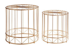 Orsina Geometric Design Set Of 2 Round Side Tables, Sleek Bed Side Table For Bedroom, Gold Finish Lounge Table - thumbnail 6