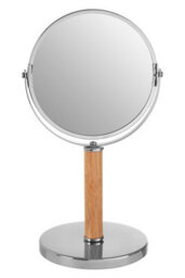 Orsina Iron And Rubberwood Table Mirror, Durable 33X15Cm Swivel Vanity Mirror, Chrome Frame - thumbnail 1