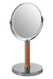 Orsina Iron And Rubberwood Table Mirror, Durable 33X15Cm Swivel Vanity Mirror, Chrome Frame - thumbnail 2