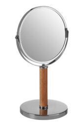 Orsina Iron And Rubberwood Table Mirror, Durable 33X15Cm Swivel Vanity Mirror, Chrome Frame - thumbnail 3